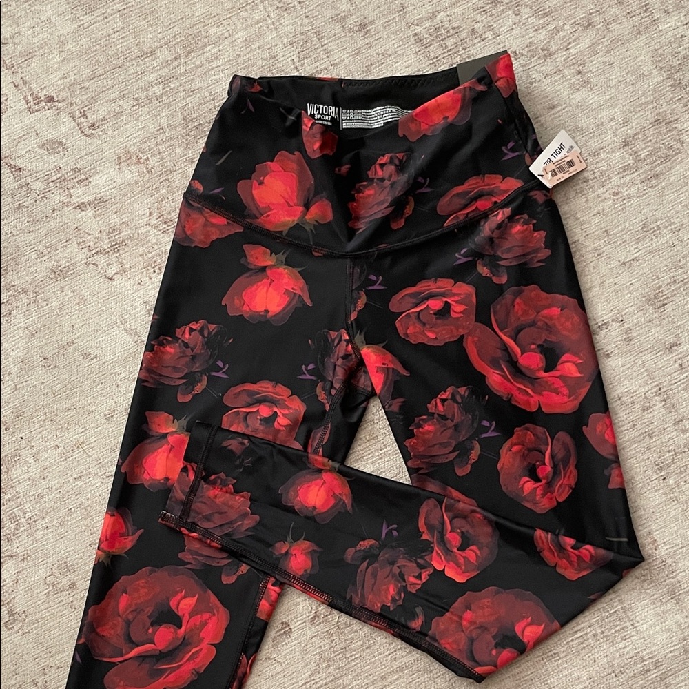 Victoria's Secret Leggings - Black and Red Floral